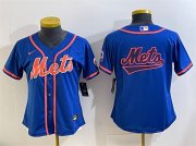 Women's New York Mets Team Big Logo Royal Cool Base Stitched Baseball Jersey(Run Small) Cheap