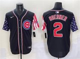 Cheap Men's Chicago Cubs #2 Nico Hoerner Black 2025 Independence Day Vapor Premier Limited Stitched Baseball Jersey
