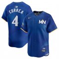 Cheap Men's Minnesota Twins #4 Carlos Correa Royal 2024 City Connect Limited Stitched Baseball Jersey
