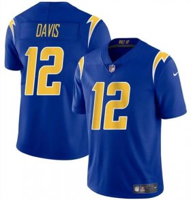 Cheap Men\'s Los Angeles Chargers #12 Derius Davis Royal 2024 Vapor Limited Football Stitched Jersey
