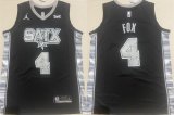 Cheap Men's San Antonio Spurs #4 De'Aaron Fox Black 2024-25 Statement Edition Stitched Basketball Jersey