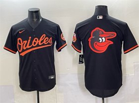Men\'s Baltimore Orioles Black Team Big Logo Cool Base Stitched Jersey Cheap Wholesale