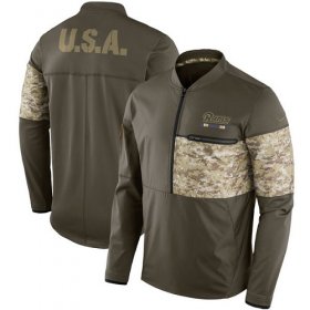 Wholesale Cheap Men\'s Los Angeles Rams Nike Olive Salute to Service Sideline Hybrid Half-Zip Pullover Jacket