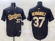 Cheap Men's Los Angeles Dodgers #37 Teoscar Hernandez Black Gold Limited Stitched Baseball Jersey
