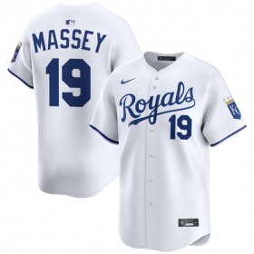 Cheap Men\'s Kansas City Royals #19 Michael Massey White 2024 Home Limited Stitched Baseball Jersey