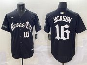 Cheap Men's Kansas City Royals #16 Bo Jackson Black 'Gothic Crown Edition' Vapor Premier Limited Stitched Baseball Jersey