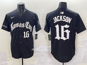 Cheap Men\'s Kansas City Royals #16 Bo Jackson Black \'Gothic Crown Edition\' Vapor Premier Limited Stitched Baseball Jersey
