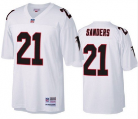 Men\'s Atlanta Falcons #21 Deion Sanders White Throwback Jersey Cheap