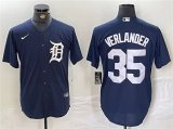Wholesale Cheap Men's Detroit Tigers #35 Justin Verlander Navy Cool Base Stitched Baseball Jersey