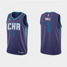 Wholesale Cheap Men\'s Charlotte Hornets #1 LaMelo Ball 2022-23 Purple Stitched Basketball Jersey