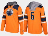 Wholesale Cheap Oilers #6 Adam Larsson Orange Name And Number Hoodie