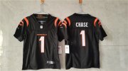 Women's Cincinnati Bengals #1 Ja'Marr Chase Black F.U.S.E. Vapor Football Stitched Jersey(Run Small) Cheap Wholesale