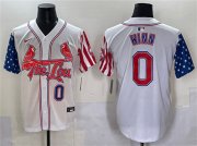 Cheap Men's St. Louis Cardinals #0 Masyn Winn White Independence Day Vapor Premier Limited Stitched Baseball Jersey
