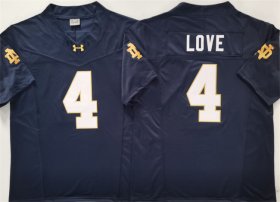 Cheap Men\'s Notre Dame Fighting Irish #4 Jeremiyah Love Navy 2024 F.U.S.E. Limited Stitched Jersey