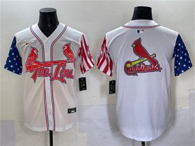 Cheap Men\'s St. Louis Cardinals Team Big Logo White Independence Day Vapor Premier Limited Stitched Baseball Jerseys