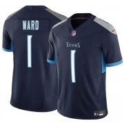 Cheap Men's Tennessee Titans #1 Cameron Ward Navy 2025 Draft F.U.S.E. Vapor Limited Football Stitched Jersey