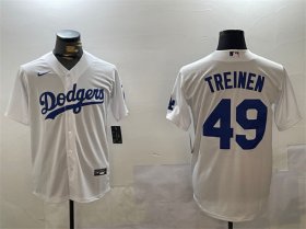 Cheap Men\'s Los Angeles Dodgers #49 Blake Treinen White Cool Base Stitched Baseball Jersey