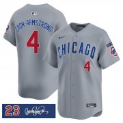Men's Chicago Cubs #4 Pete Crow-Armstrong Gray 'Ryne Sandberg Tribute' Vapor Limited V3 Stitched Baseball Jersey Cheap Wholesale