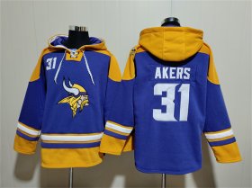 Men\'s Minnesota Vikings #31 Cam Akers Purple Yellow Ageless Must-Have Lace-Up Pullover Hoodie