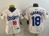 Cheap Women's Los Angeles Dodgers #18 Yoshinobu Yamamoto Cream 2025 Tokyo Series Limited Stitched Baseball Jersey(Run Small)