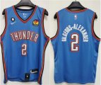 Cheap Men's Oklahoma City Thunder #2 Shai Gilgeous-Alexander Blue With NO.6 Patch Stitched Basketball Jersey