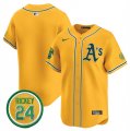 Men's Oakland Athletics Blank Yellow 2024 Limited With Rickey Henderson Patch Stitched Jersey Cheap