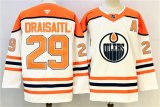 Men's Edmonton Oilers #29 Leon Draisaitl White Orange 2024-25 With A Patch Stitched Jersey Cheap