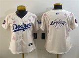 Cheap Women's Los Angeles Dodgers Team Big Logo Cream 2025 Tokyo Series Limited Stitched Baseball Jersey(Run Small)