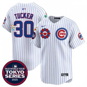 Men\'s Chicago Cubs #30 Kyle Tucker White 2025 Tokyo Series Limited Stitched Baseball Jersey Cheap