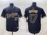 Cheap Men's Los Angeles Dodgers #17 Shohei Ohtani Black Gold Limited Stitched Jersey