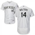 Wholesale Cheap Rockies #14 Tony Wolters White Strip Flexbase Authentic Collection Stitched MLB Jersey