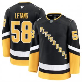 Men\'s Pittsburgh Penguins #58 Kris Letang Black 2024-25 Alternate Stitched Hockey Jersey