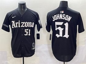 Men\'s Arizona Diamondbacks #51 Randy Johnson Black \'Gothic Desert Fang Edition\' Vapor Premier Limited Stitched Baseball Jersey