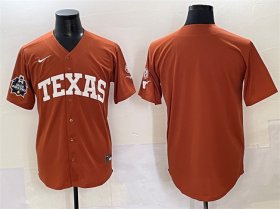 Cheap Men\'s Texas Longhorns Blank Orange 2025 World Series & SEC Patch Stitched Jersey
