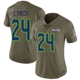 Wholesale Cheap Nike Seahawks #24 Marshawn Lynch Olive Women\'s Stitched NFL Limited 2017 Salute to Service Jersey
