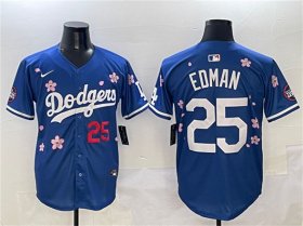 Cheap Men\'s Los Angeles Dodgers #25 Tommy Edman Royal 2025 Tokyo Series Limited Stitched Baseball Jersey