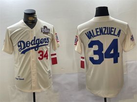 Cheap Men\'s Los Angeles Dodgers #34 Toro Valenzuela Cream 1981 Cooperstown Stitched Baseball Jersey
