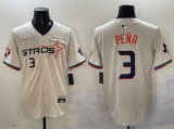 Cheap Men's Houston Astros #3 Jeremy Pena Cream 2025 City Connect With Texas Patch Limited Stitched Baseball Jersey