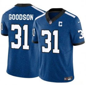 Cheap Men\'s Indianapolis Colts #31 Tyler Goodson Blue 2024 F.U.S.E. Throwback Vapor Limited Stitched Football Jersey