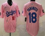 Men's Los Angeles Dodgers #18 Yoshinobu Yamamoto Pink 2025 Tokyo Series Limited Jersey Cheap