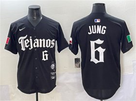 Men\'s Texas Rangers #6 Josh Jung Black Mexico 2025 Vapor Premier Limited Stitched Baseball Jersey Cheap
