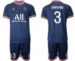Wholesale Cheap Men 2021-2022 ClubParis Saint-Germainhome blue 3 Soccer Jersey
