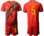 Wholesale Cheap Belgium 5 VERTONGHEN Home UEFA Euro 2020 Soccer Jersey