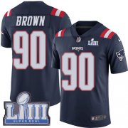 Wholesale Cheap Nike Patriots #90 Malcom Brown Navy Blue Super Bowl LIII Bound Men's Stitched NFL Limited Rush Jersey