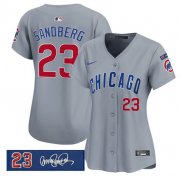 Women's Chicago Cubs #23 Ryne Sandberg Gray 'Ryne Sandberg Tribute' Vapor Limited V3 Stitched Baseball Jersey(Run Small) Cheap Wholesale
