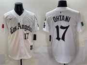 Cheap Men's Los Angeles Dodgers #17 Shohei Ohtani White Mexico 2025 LA Gothic Style With Fernando Patch Vapor Premier Limited Stitched Baseball Jersey