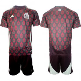Cheap Men\'s Mexico Team Blank 2024-25 Burgundy Home Soccer Jersey Suit