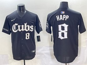 Cheap Men\'s Chicago Cubs #8 Ian Happ Black \'Gothic North Side Edition\' Vapor Premier Limited Stitched Baseball Jersey