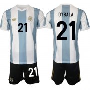 Men's Argentina #21 Dybala White Blue 2024-25 50th Anniversary Home Soccer Jersey Suit Cheap