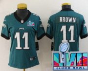 Cheap Women's Philadelphia Eagles #11 AJ Brown Limited Green Super Bowl LVII Vapor Jersey